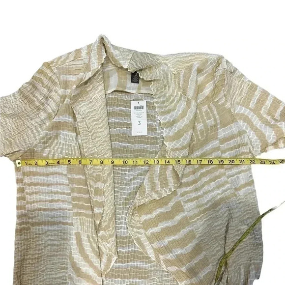 Chicos Travelers Crinkled Jacket Sz 3 XL Canella Tan Geo Swirl Artsy NWT $119 - Picture 7 of 9